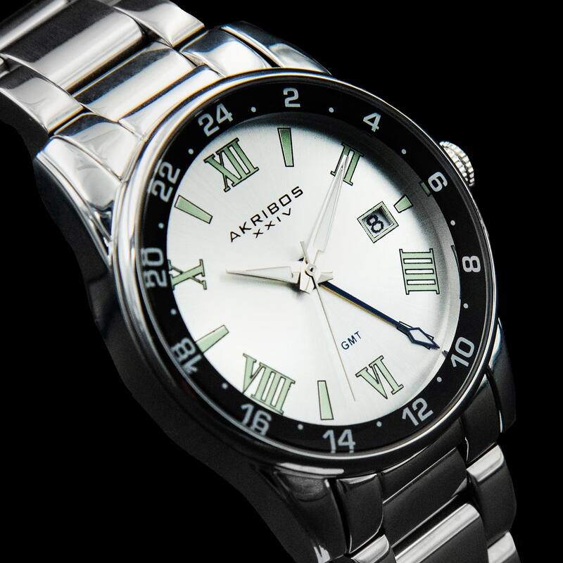 Akribos XXIV Men's GMT Date Roman Numeral Bracelet Watch