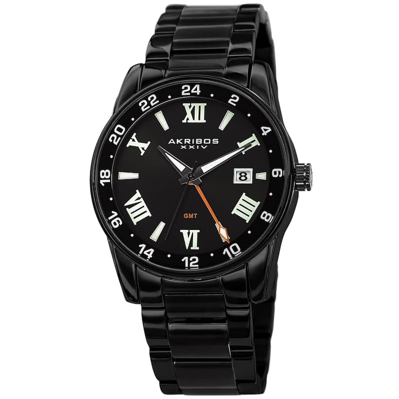 Akribos XXIV Men's GMT Date Roman Numeral Bracelet Watch