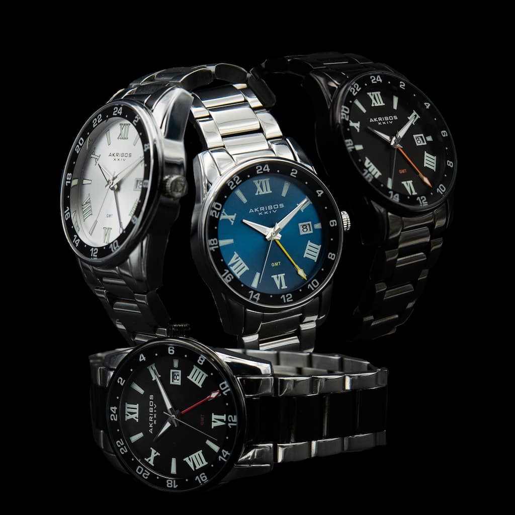 Akribos XXIV Men's GMT Date Roman Numeral Bracelet Watch