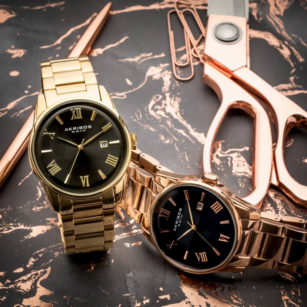 Akribos XXIV Men's Date Stainless Steel Link Bracelet Watch