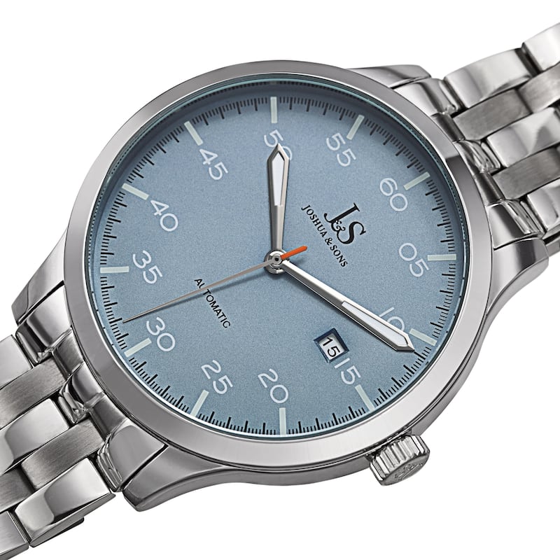 Joshua & Sons Men's Date Automatic Stainless Steel Bracelet Watch - Silver