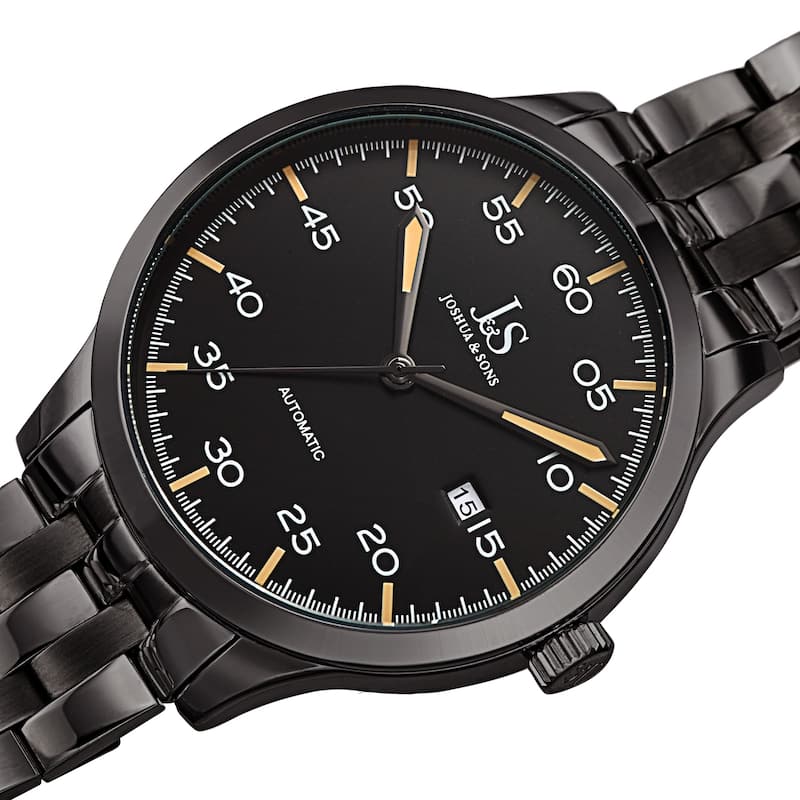 Joshua & Sons Men's Date Automatic Stainless Steel Bracelet Watch - Black