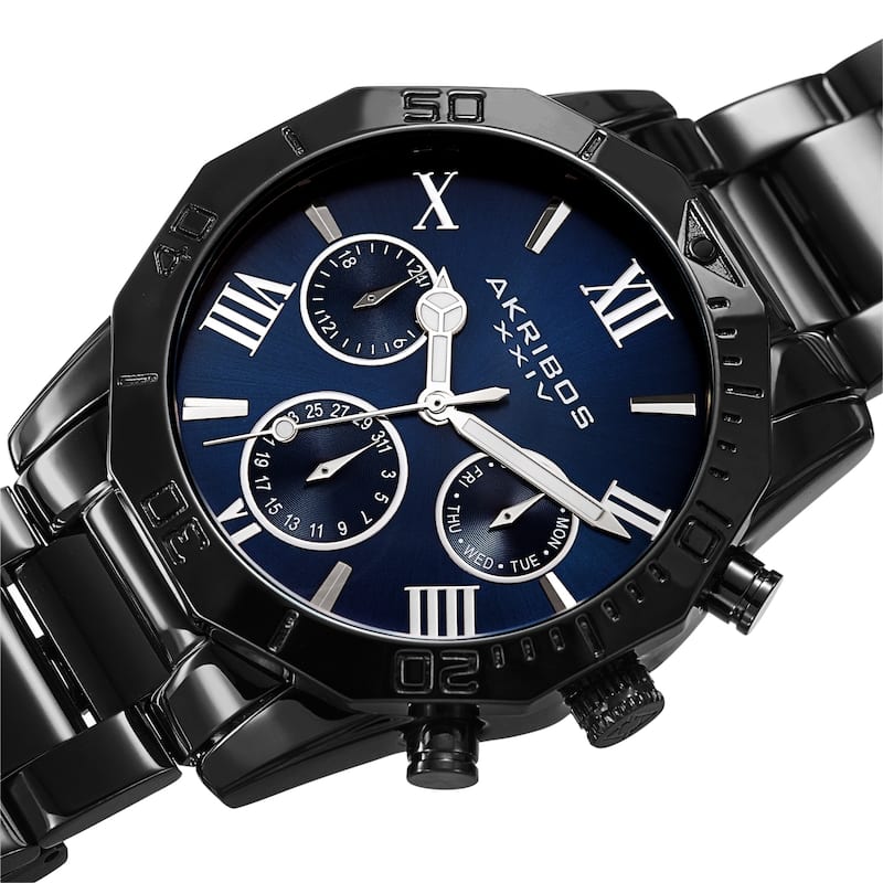 Akribos XXIV Men's Classic Date Stainless Steel Bracelet Watch - Black