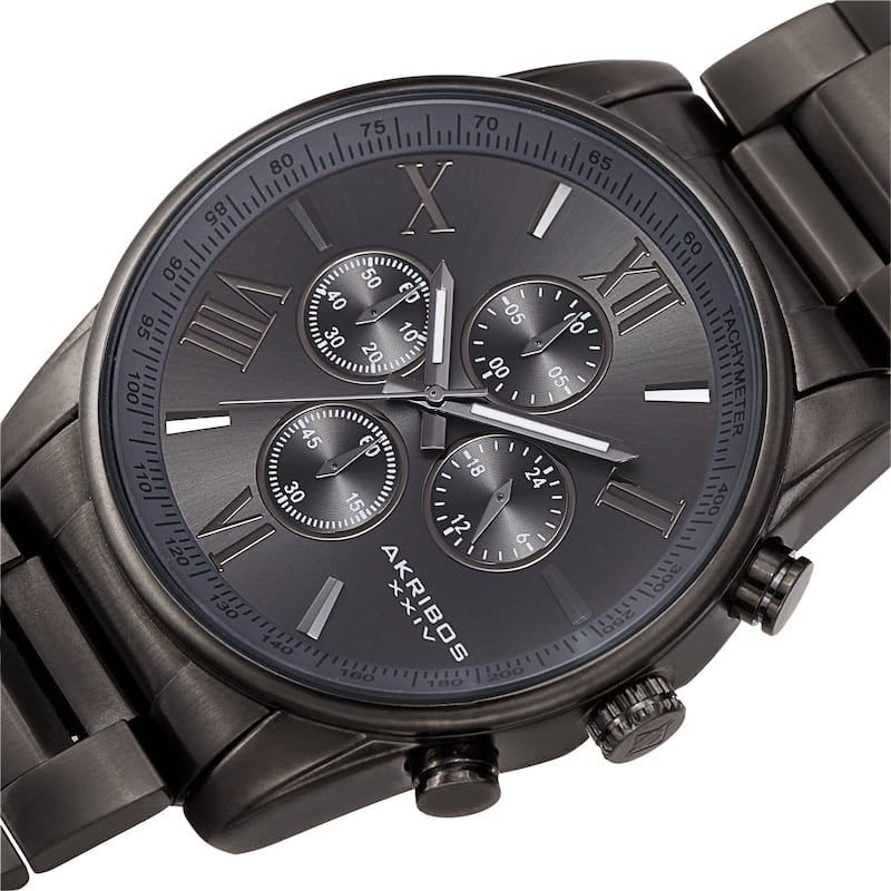 Akribos XXIV Men's Chronograph Tachymeter Quartz Bracelet Watch - Grey