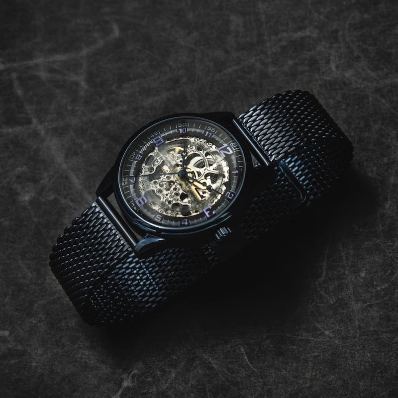 Akribos XXIV Men's Automatic Skeleton Mesh Strap Watch