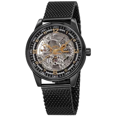 Akribos XXIV Men's Automatic Skeleton Mesh Strap Watch