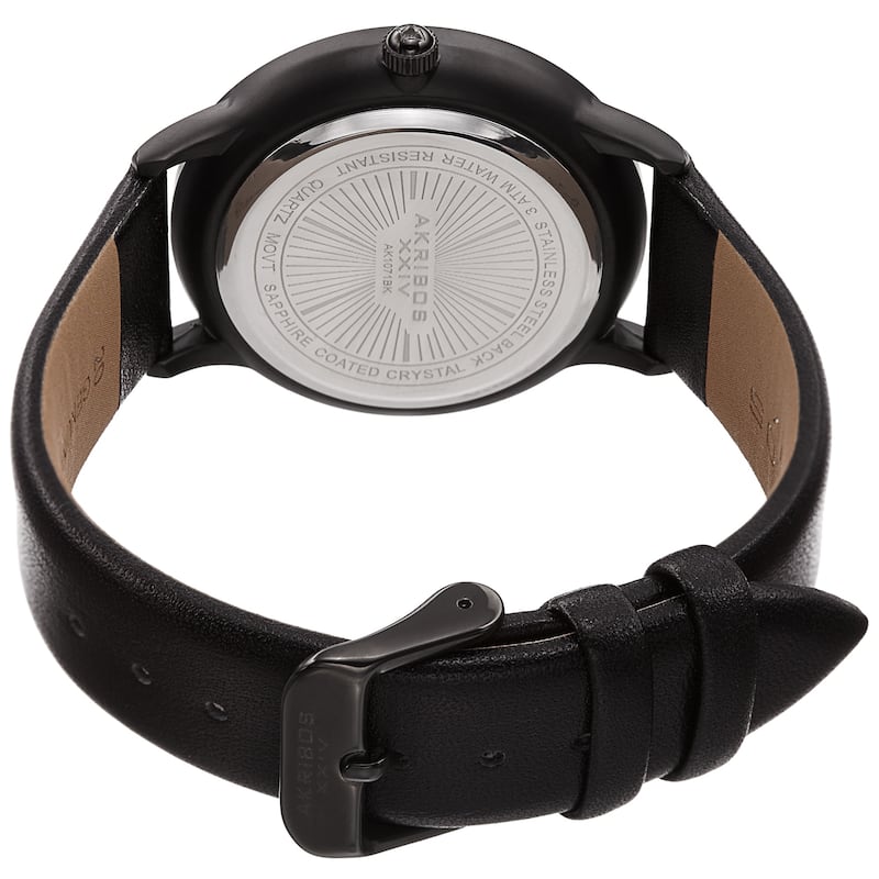 Akribos XXIV Men's Classic Date Curved Crystal Leather Strap Watch