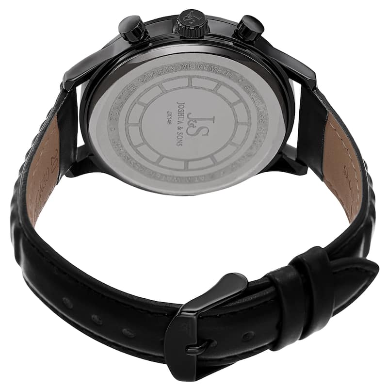Joshua & Sons Men's Quartz 24 Hour Ridged Leather Strap Watch
