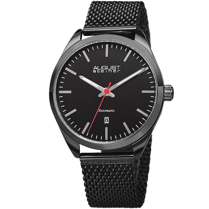 August Steiner Men's Automatic Stainless Steel Mesh Strap Watch - Black