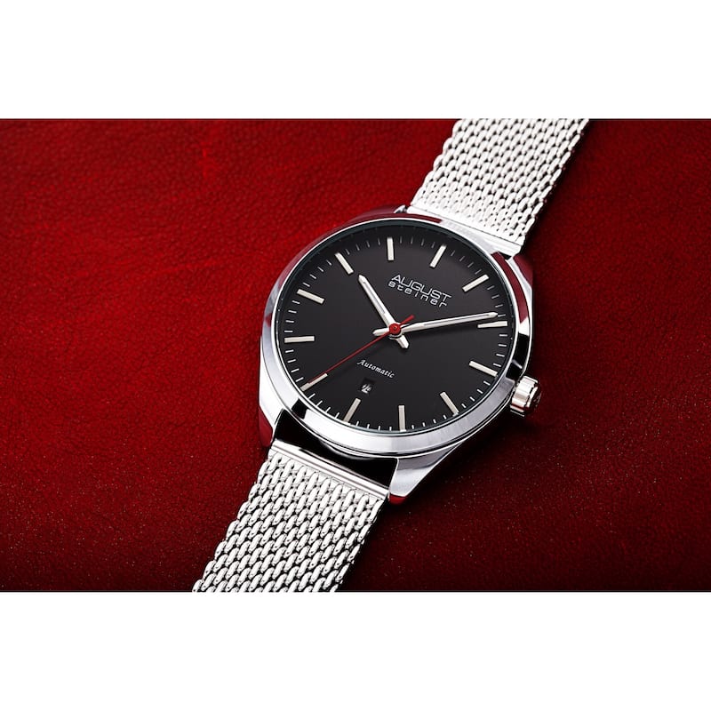 August Steiner Men's Automatic Stainless Steel Mesh Strap Watch - Black