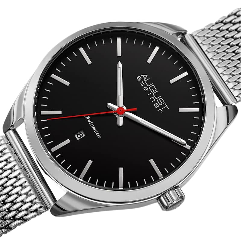 August Steiner Men's Automatic Stainless Steel Mesh Strap Watch - Black