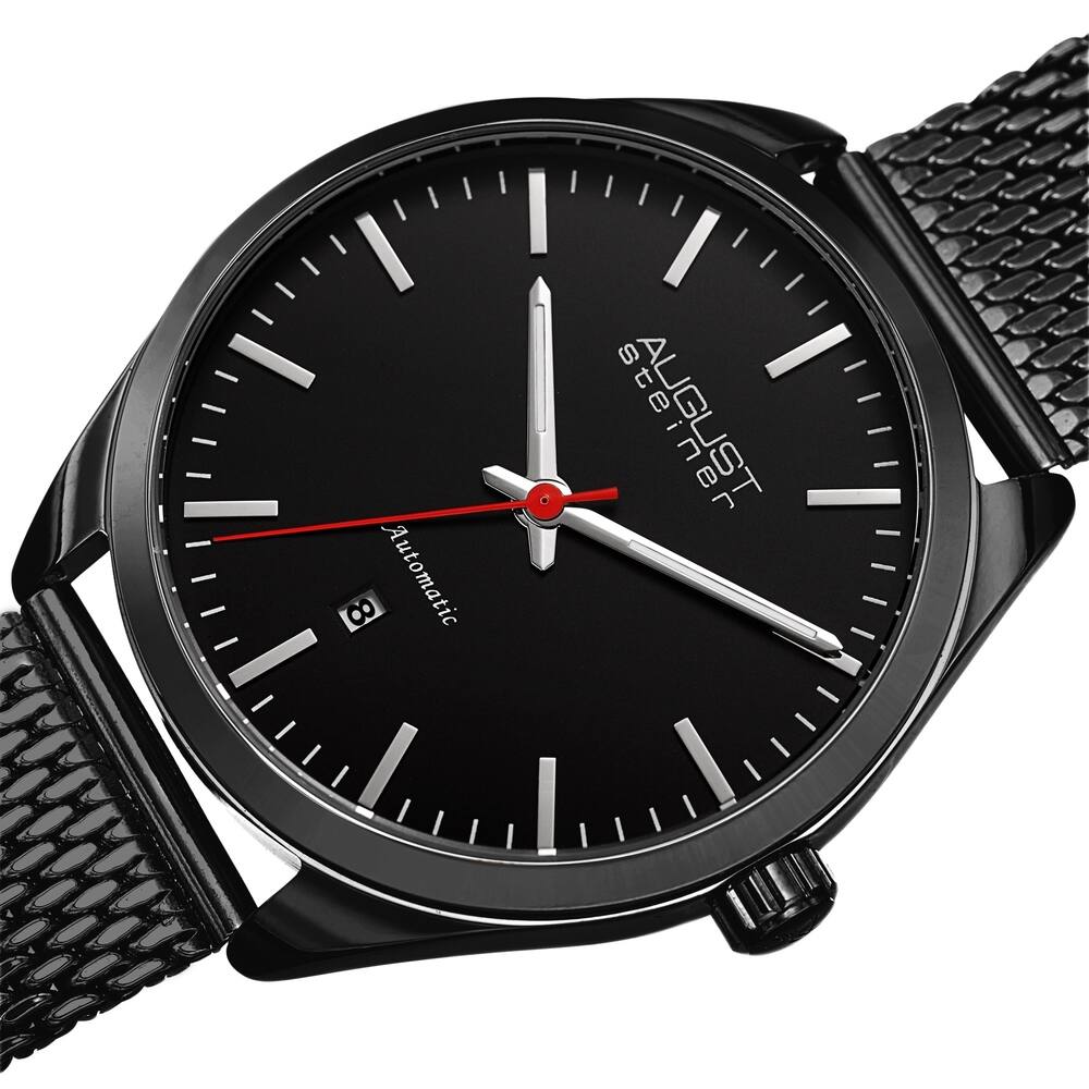 August Steiner Men's Automatic Stainless Steel Mesh Strap Watch - Black