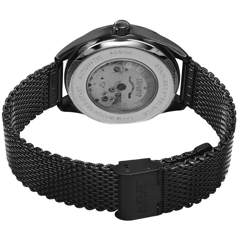 August Steiner Men's Automatic Stainless Steel Mesh Strap Watch - Black
