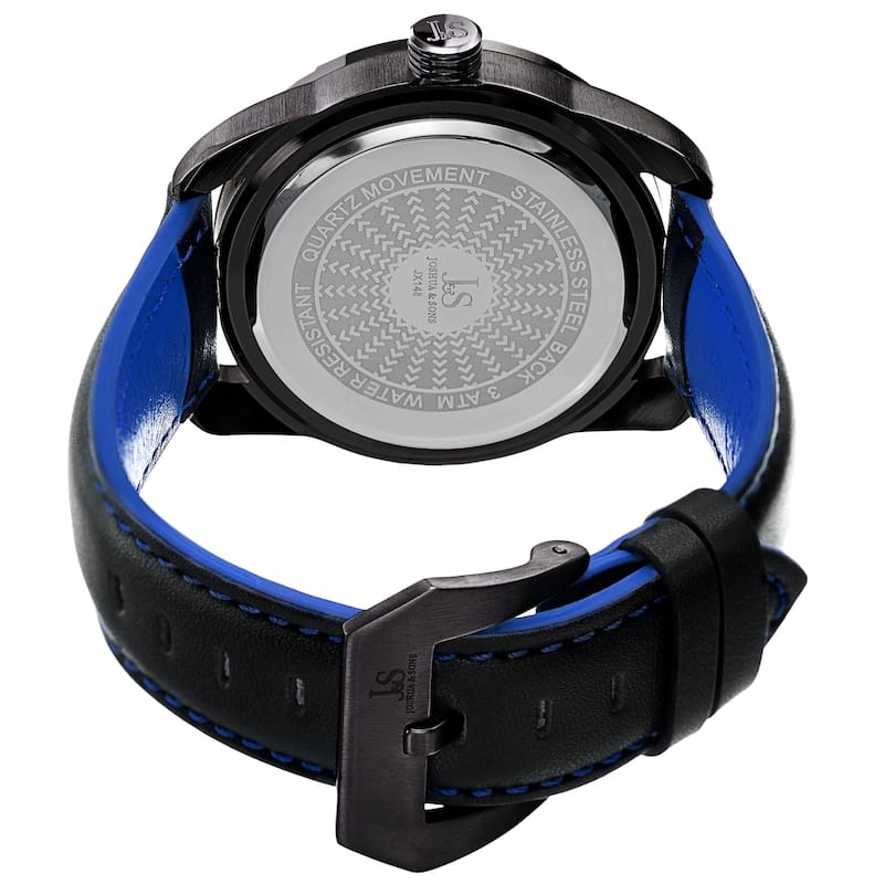 Joshua & Sons Men's Unique Retrograde Arch-Themed Leather Strap Watch