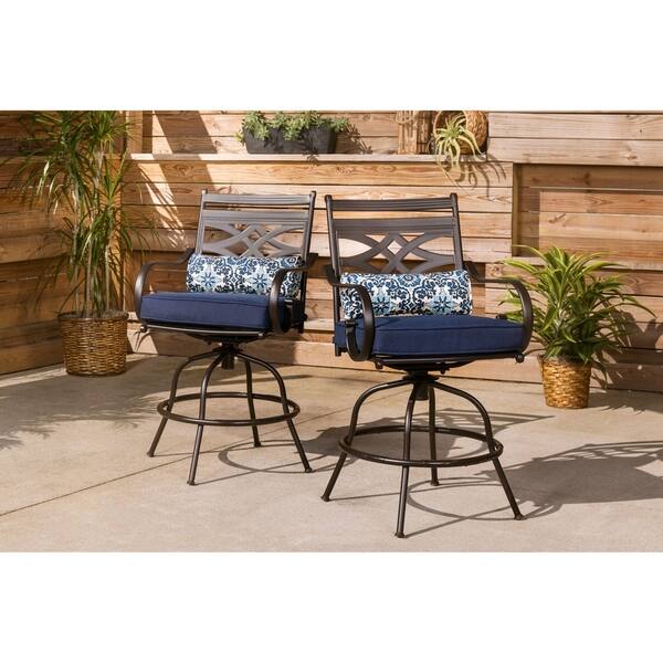 Hanover Montclair 5 Piece High Dining Patio Set In Navy Blue Hanover Montclair 5 Piece High Dining