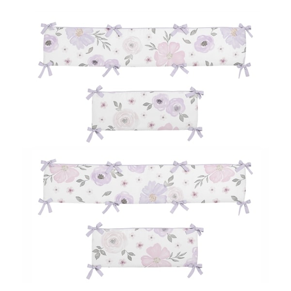 Sweet Jojo Designs Floral Collection Lavender Purple Pink Grey and White Shabby Chic Watercolor Baby Crib Bumper Pad Bed Bath Beyond 27278766