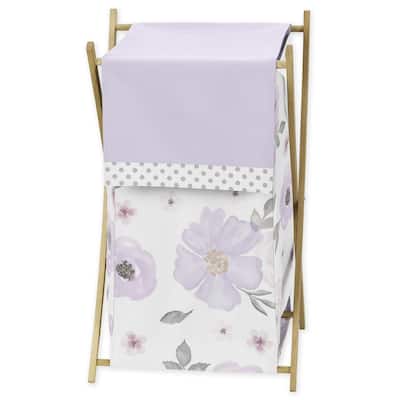 Sweet Jojo Designs Lavender Purple, Pink, Grey and White Watercolor Floral Collection Laundry Hamper