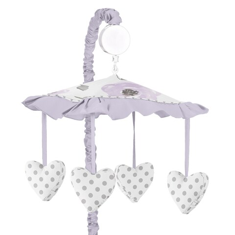 Sweet Jojo Designs Floral Collection Lavender Purple, Pink, Grey, and White Watercolor Musical Crib Mobile