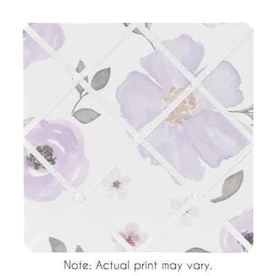 Sweet Jojo Designs Lavender Purple, Pink, Grey and White Watercolor Floral Collection 13-inch Fabric Memory Photo Bulletin Board