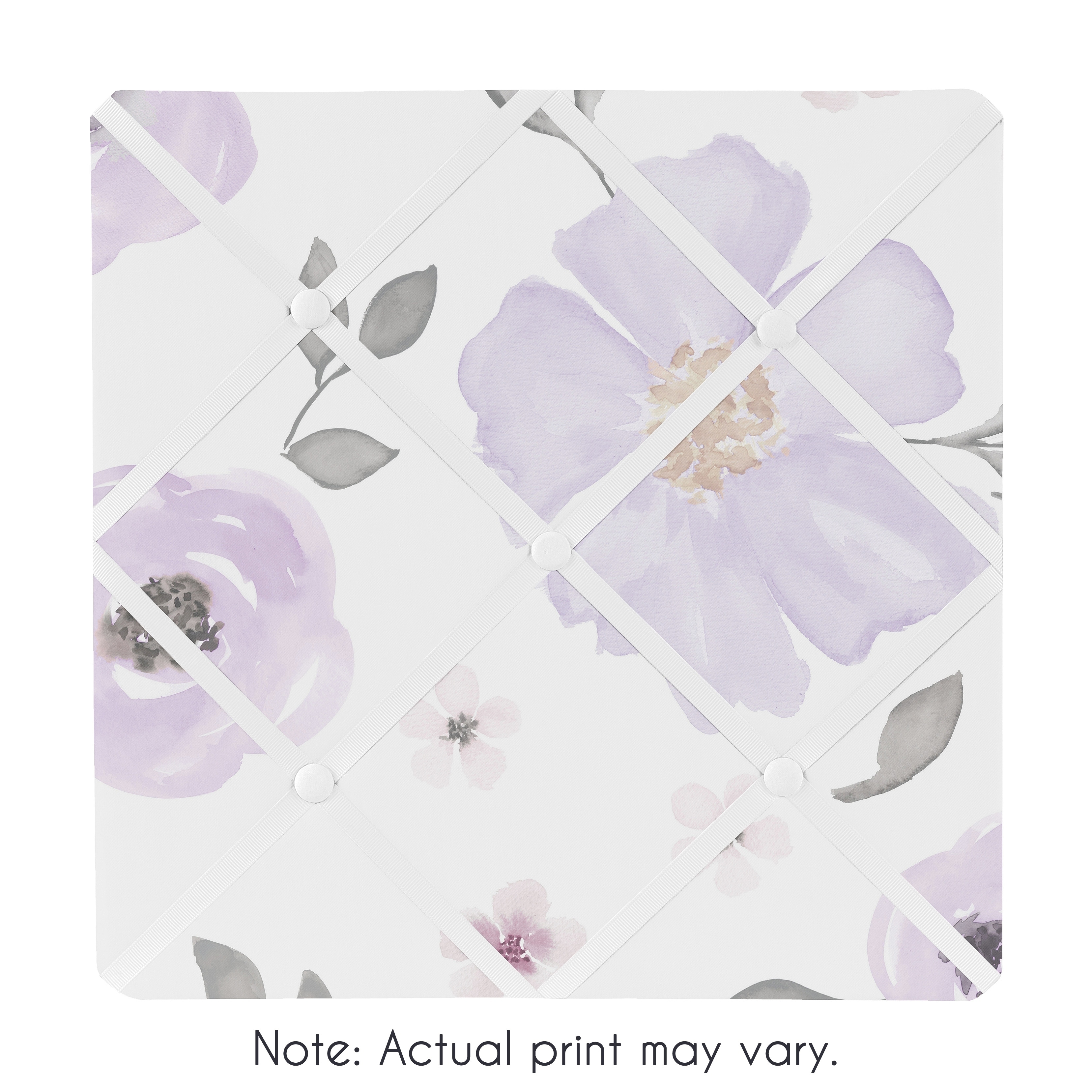 Sweet Jojo Designs Lavender Purple, Pink, Grey and White Watercolor Floral Collection 13-inch Fabric Memory Photo Bulletin Board