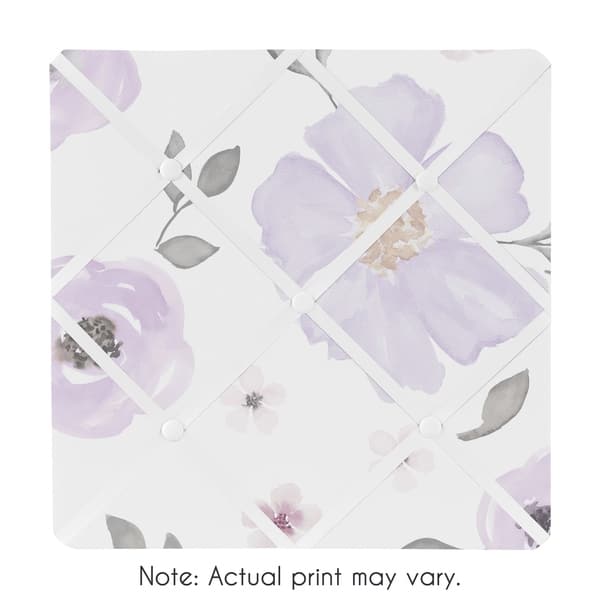 slide 2 of 2, Sweet Jojo Designs Lavender Purple, Pink, Grey and White Watercolor Floral Collection 13-inch Fabric Memory Photo Bulletin Board