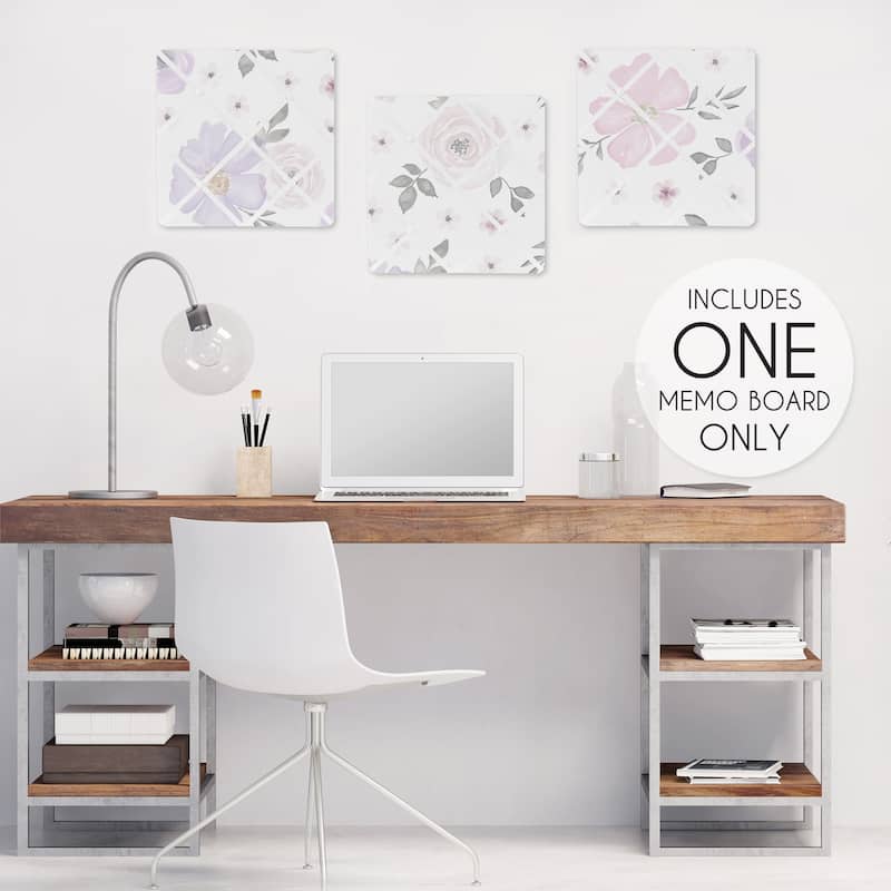 Sweet Jojo Designs Lavender Purple, Pink, Grey and White Watercolor Floral Collection 13-inch Fabric Memory Photo Bulletin Board