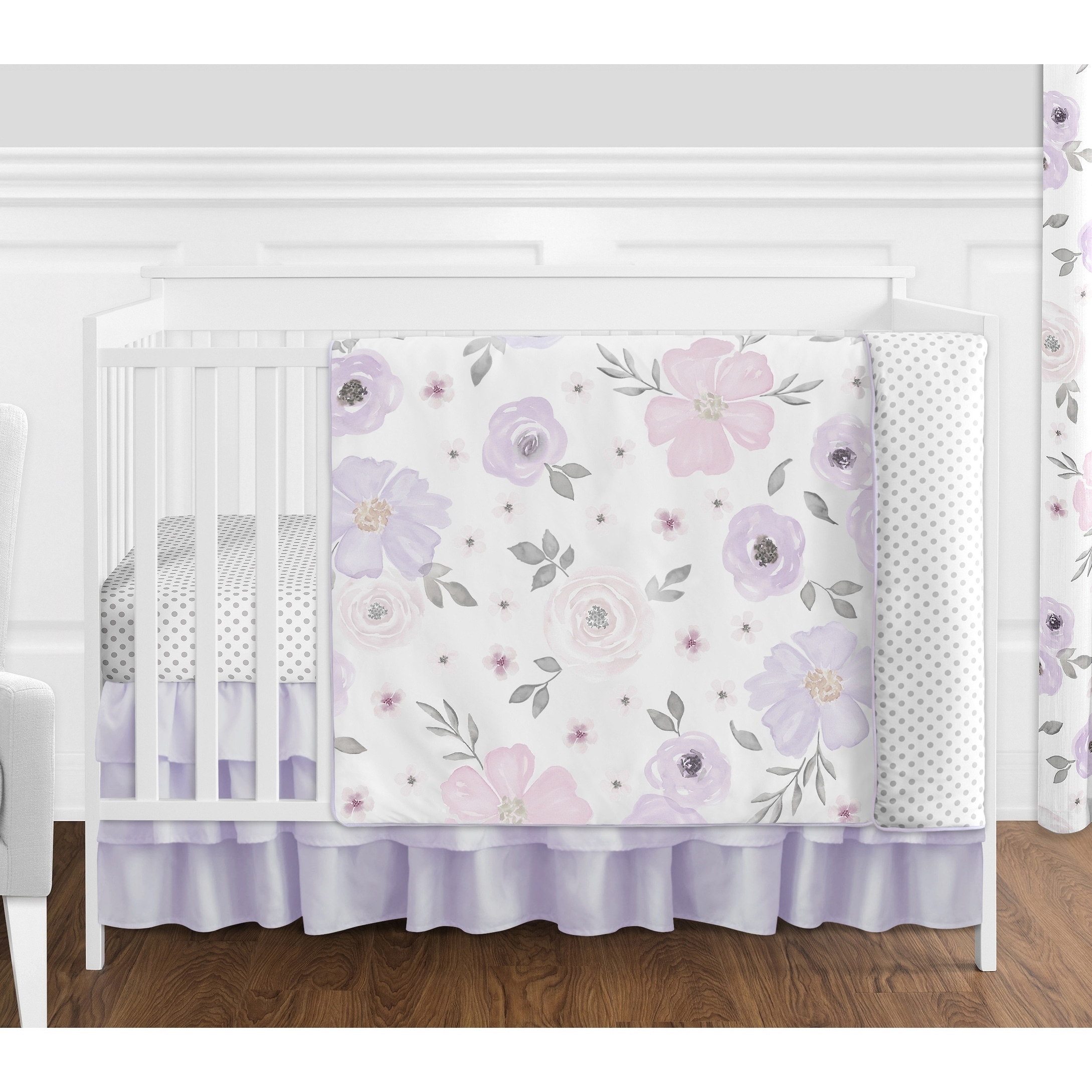 lavender floral crib bedding