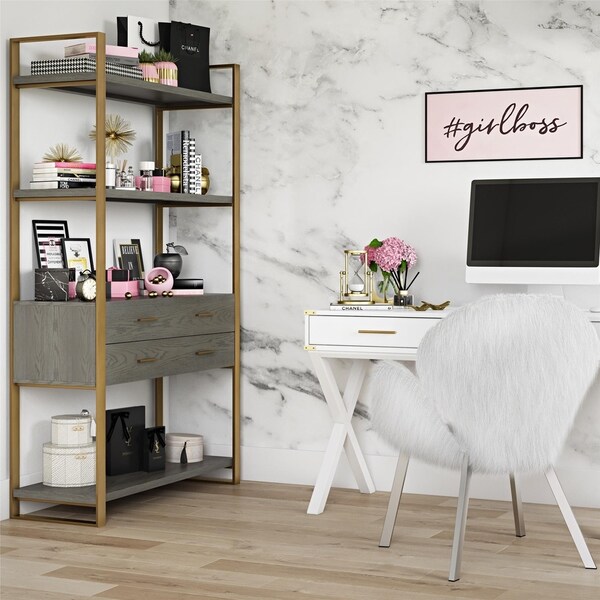 Shop Cosmoliving Alfie Metal Bookcase Etagere With Drawers On