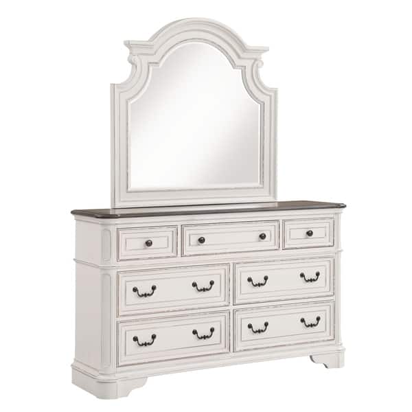 Laval Antique White and Oak Wood Dresser and Mirror - On Sale ...