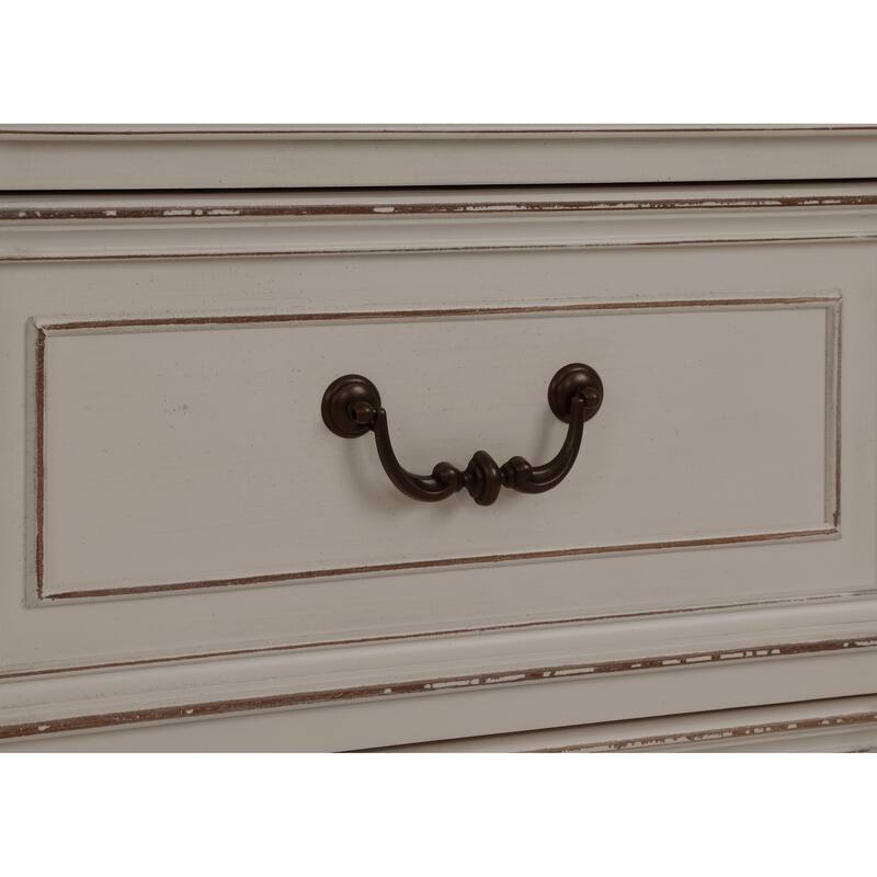 Roundhill Furniture Laval Antique White and Oak Wood 2-Drawer Nightstand