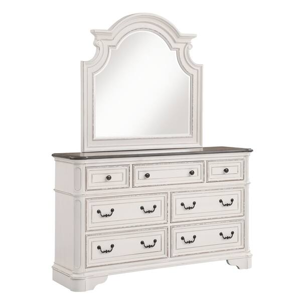 Laval Antique 6 Piece White And Oak Wood Bedroom Set 27279748 Laval Antique 6 Piece White And Oak