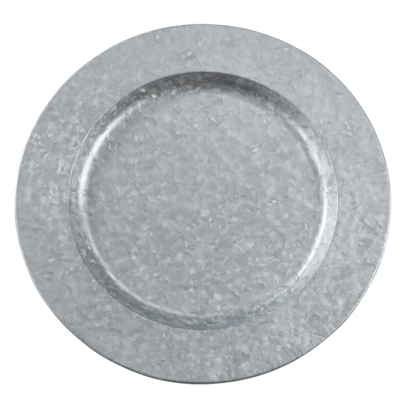 Metal Charger Plates With Polished Galvanized Finish (Set of 4)