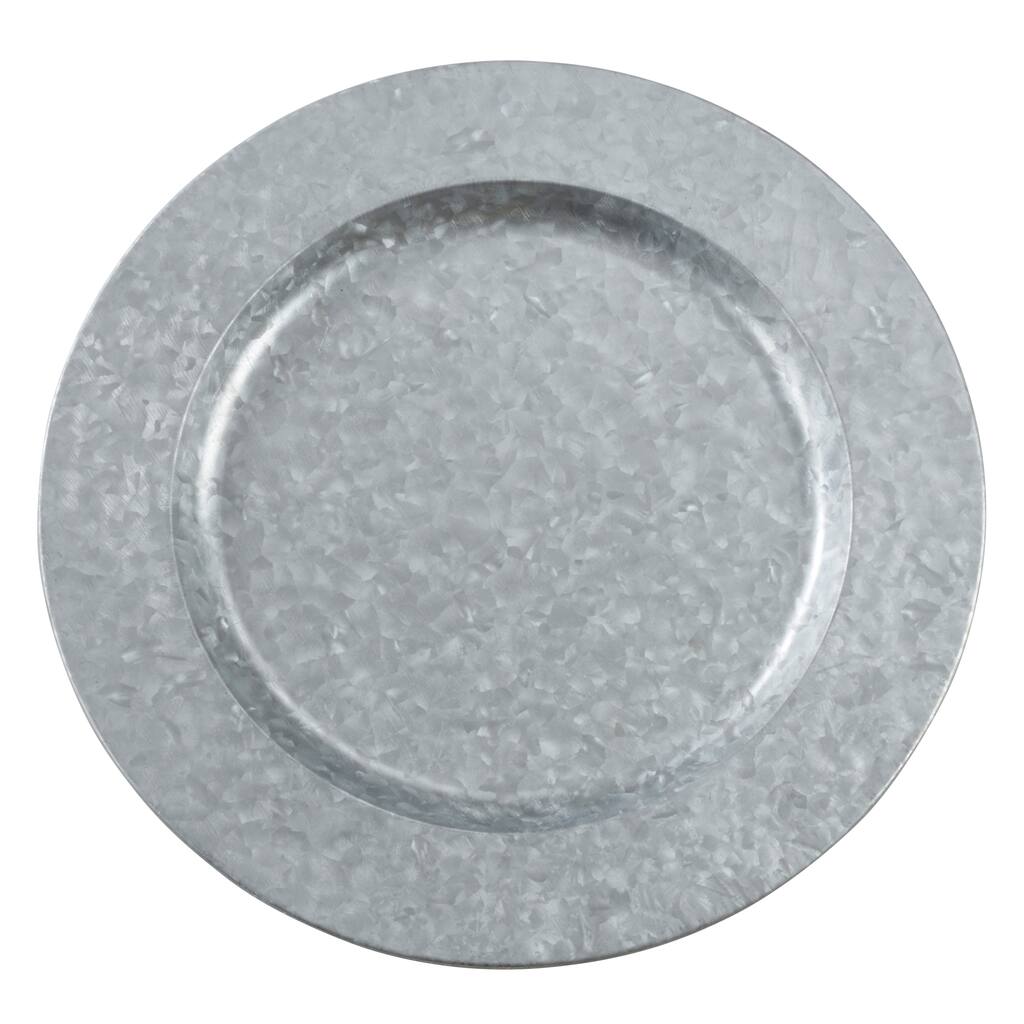 Metal Charger Plates With Polished Galvanized Finish (Set of 4)