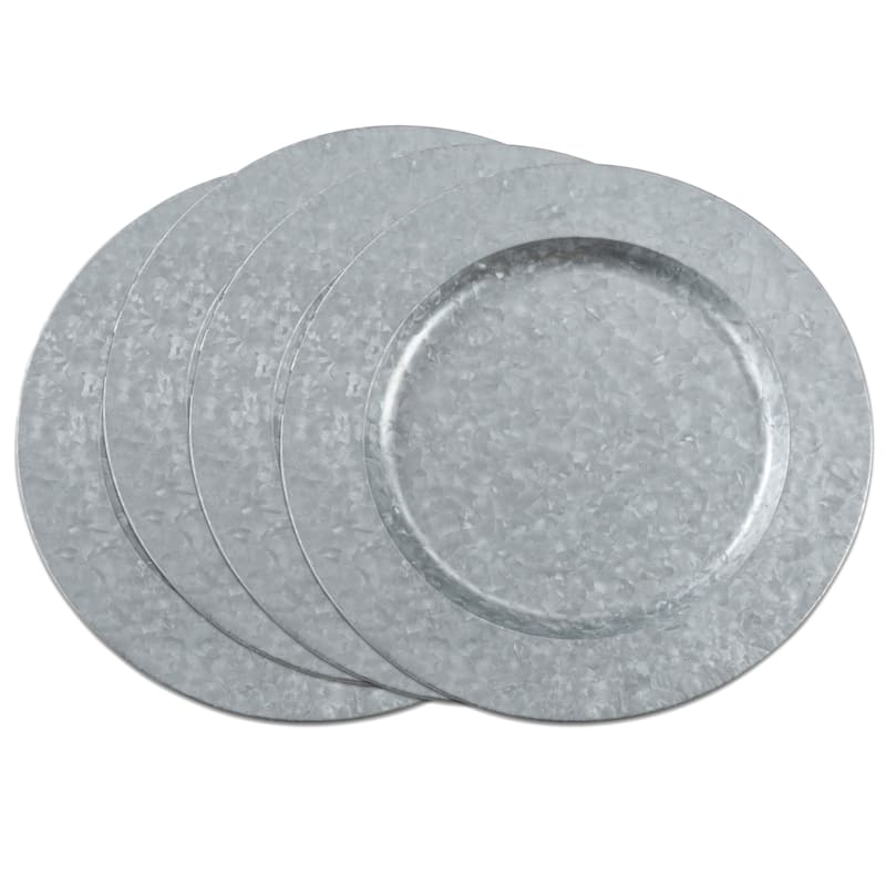 Metal Charger Plates With Polished Galvanized Finish (Set of 4)