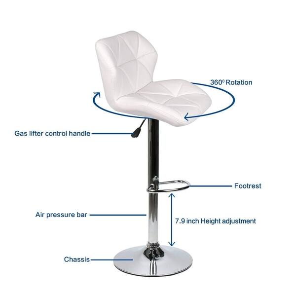 Shop Set Of 2 360 Degree Swivel Adjustable Bar Stools Modern Faux Leather Padded On Sale Overstock 27279897
