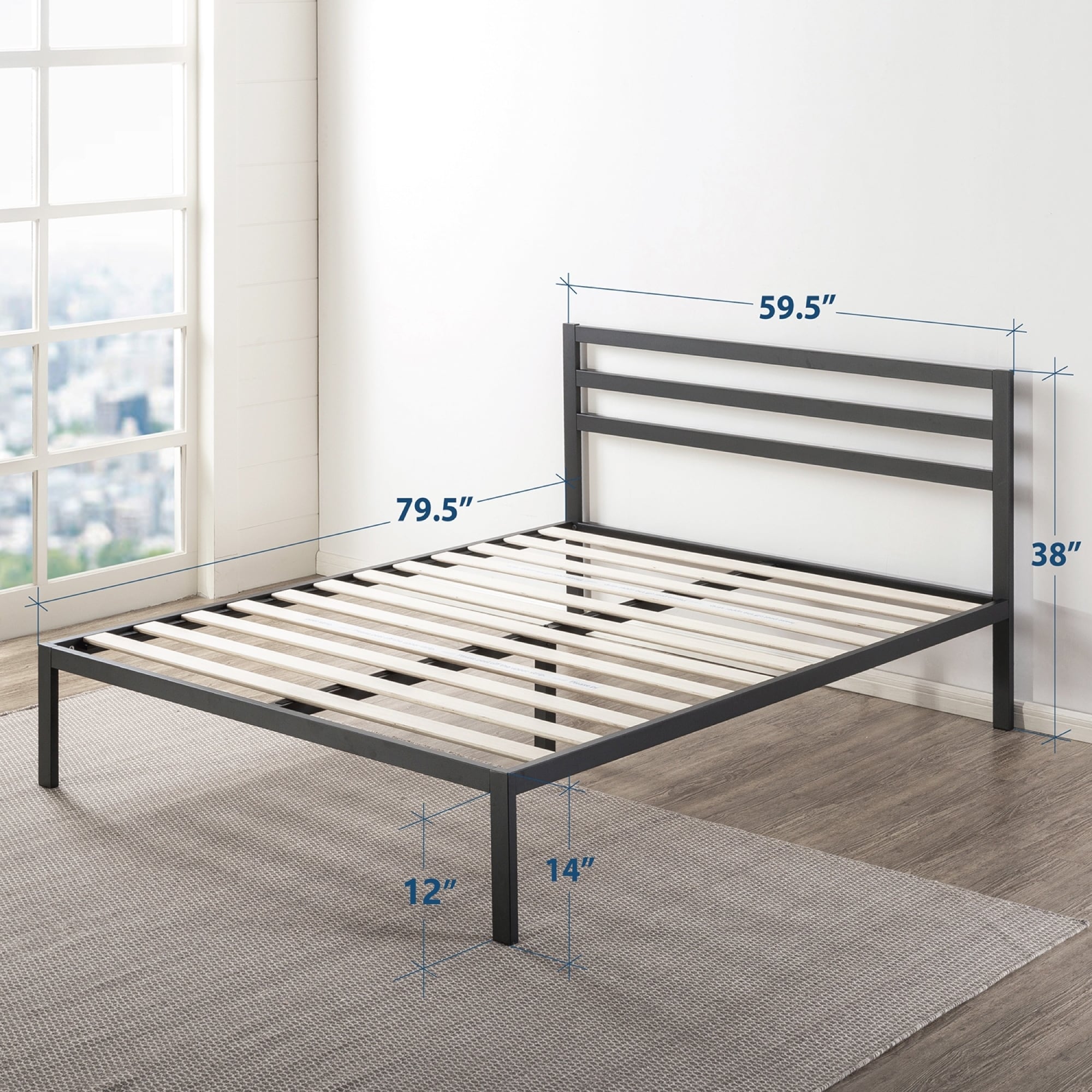 Full YITAHOME Upholstered Wingback Platform Bed with Headboard No Box Spring Needed Bed Frame with Wood Slat Mattress Foundation