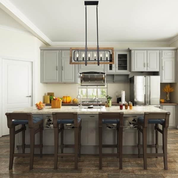 6 Lights Wood Chandelier Farmhouse Kitchen Island Lighting Farmhouse Kitchen Island Lighting