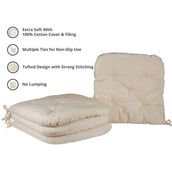 Cottone 100 Cotton Chair Pads W Ties Set Of 2 16 X 15 Cottone 100 Cotton Chair Pads W