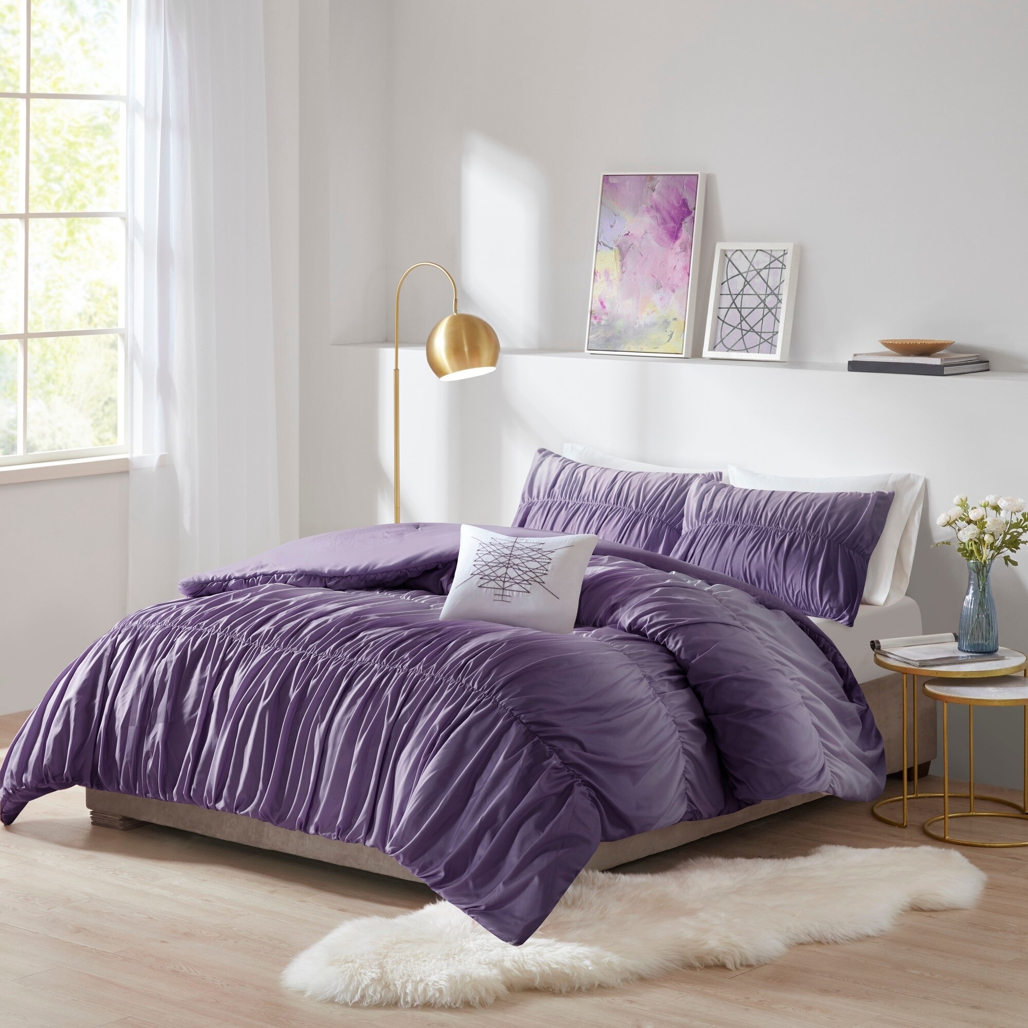 Shop Intelligent Design Josie Ombre And Ruched Comforter Set On