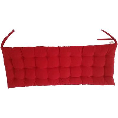 Cottone 100% Cotton Bench Pads w/Ties | 58" x 16"| Ergonomic Pillows for Dining, Camping, Kitchen Benches (Red)