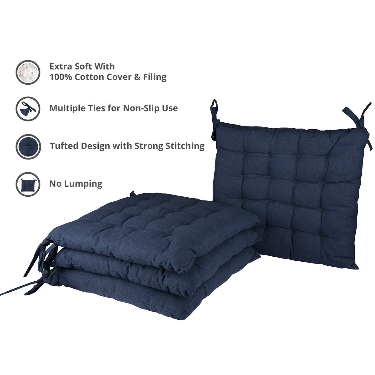 Shop Cottone 100 Cotton Chair Pads W Ties Set Of 4 16 X 15