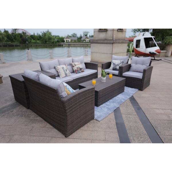 Shop 6 Piece Outdoor Wicker Sofa Patio Set Seating Furniture By Moda Furnishings Overstock 27282235