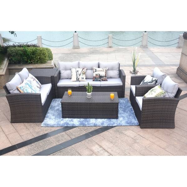 Shop 6 Piece Outdoor Wicker Sofa Patio Set Seating Furniture By