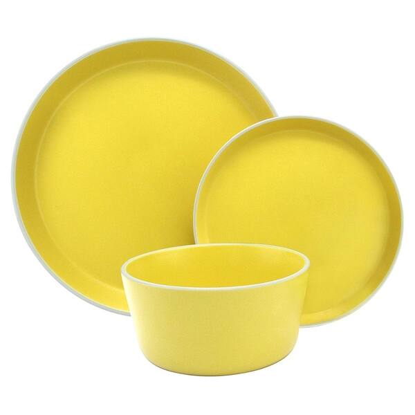 Melange Stoneware Sunflower Yellow 18-Piece Dinnerware Set - Bed Bath ...