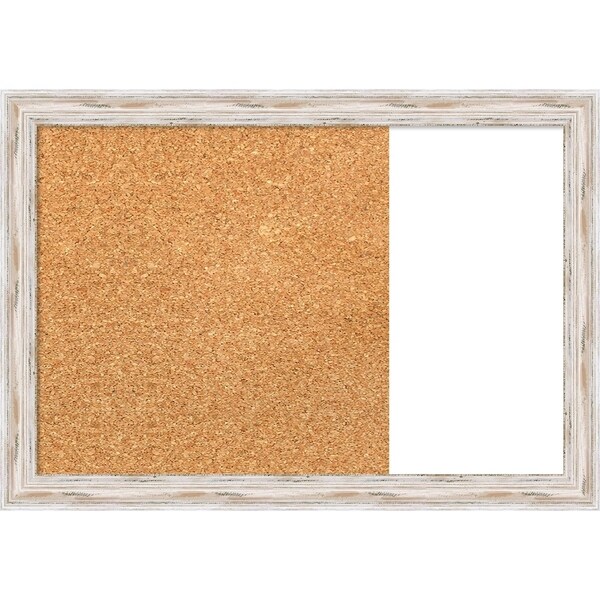 Alexandria White Wash Wood Framed Cork/White Dry Erase Combo Board