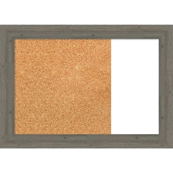 Fencepost Grey Narrow Wood Framed Cork/White Dry Erase Combo Board