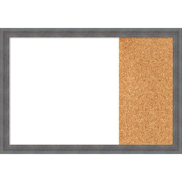 Dixie Blue Grey Rustic Wood Framed White Dry Erase/Cork Combo Board