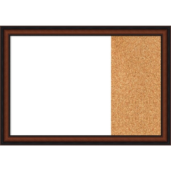 Cyprus Walnut Narrow Wood Framed White Dry Erase/Cork Combo Board