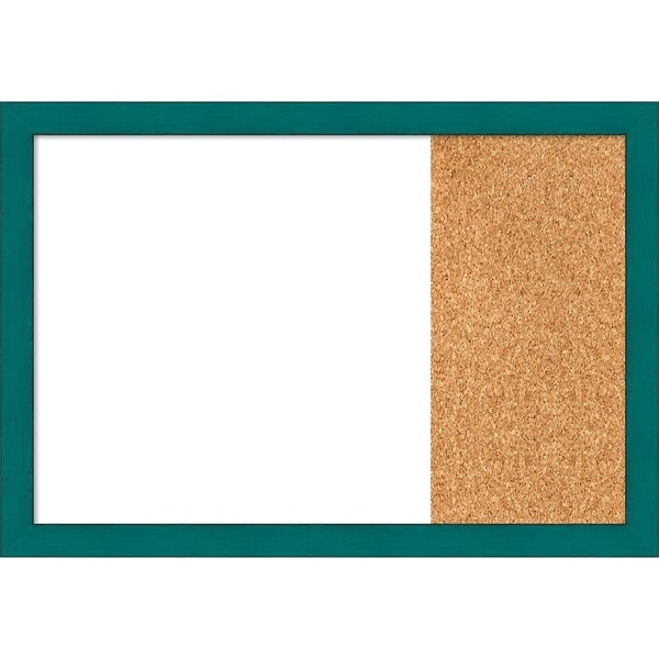 French Teal Rustic Wood Framed White Dry Erase/Cork Combo Board