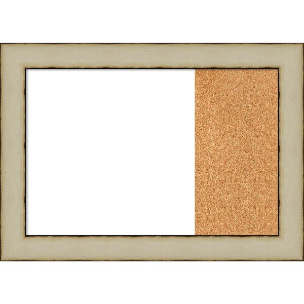 Rusted Cream Wood Framed White Dry Erase/Cork Combo Board